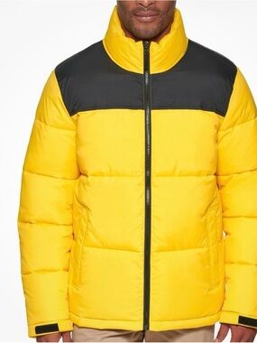 Club Room Yellow and Black Quilted Puffer Jacket